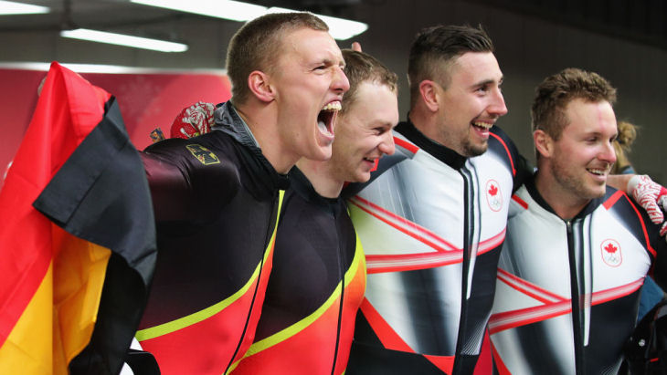 Немецкие и канадские бобслеисты