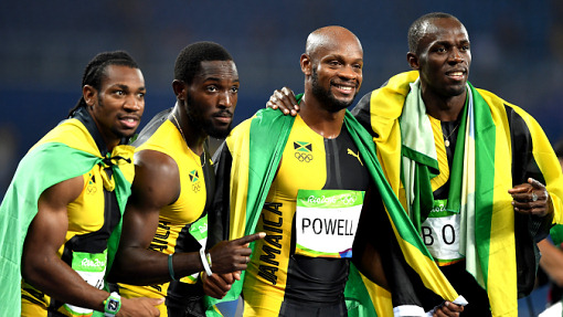 Йохан Блэйк, Никель Ашмид, Асафа Пауэлл и Усэйн Болт