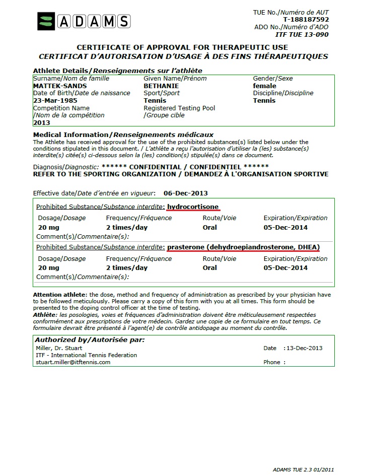 TUE на стероиды, выданное Маттек-Санд