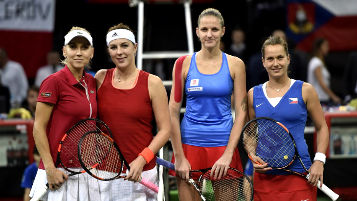 Елена Веснина, Анастасия Павлюченкова, Каролина Плишкова и Барбора Стрыцова