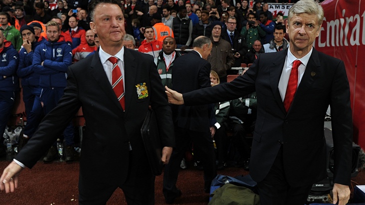 Луи ван Гал (слева) и Арсен Венгер проведут третью очную встречу за сезон