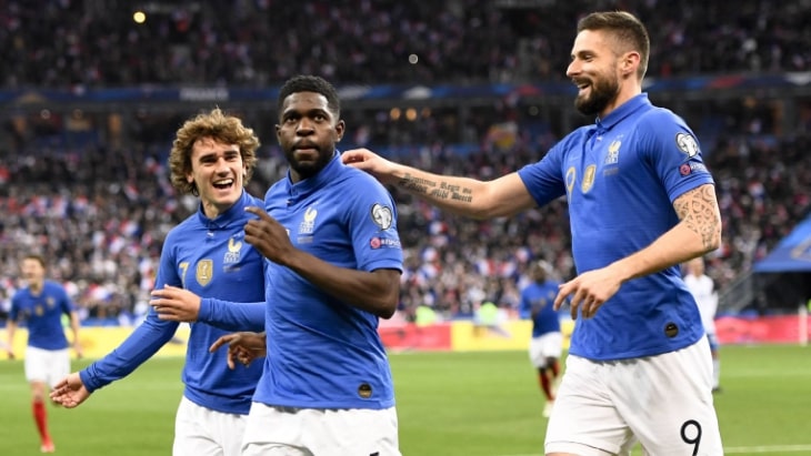 Антуан Гризманн, Самюэль Умтити и Оливье Жиру