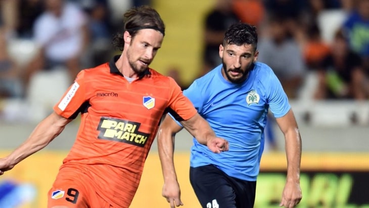 Фрагмент матча АПОЭЛ — «Жилина»