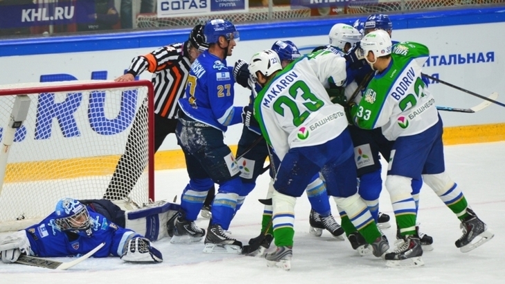 потасовка в матче «Барыса» и «Салавата Юлаева»